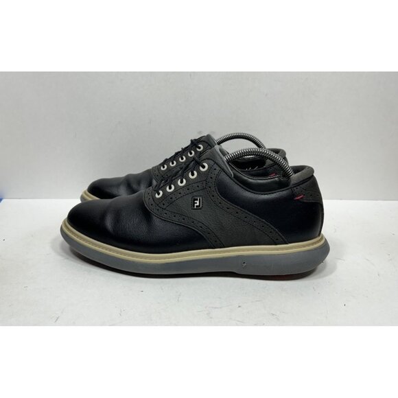 FootJoy Traditions Men's Size 9 M Black Leather Lace Up Golf Sneakers 57904 - Picture 3 of 10